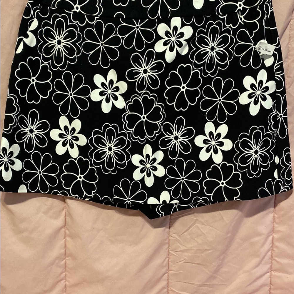 Black and White Floral Skirt
